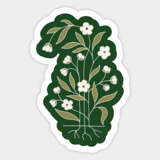 Paisley with flowers and green background. Sticker